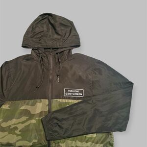 Violent Gentlemen Hockey Windbreaker Jacket Mens Size XL Camouflage Hooded